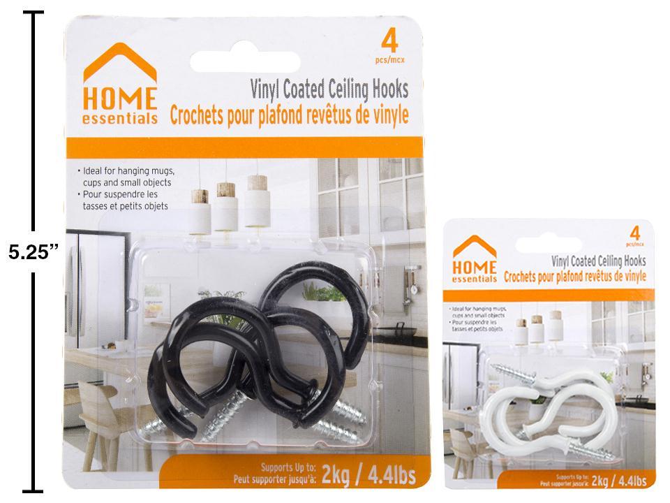 H.E., 4-pc Vinyl Coated Ceiling Hooks, 2 col., b/c