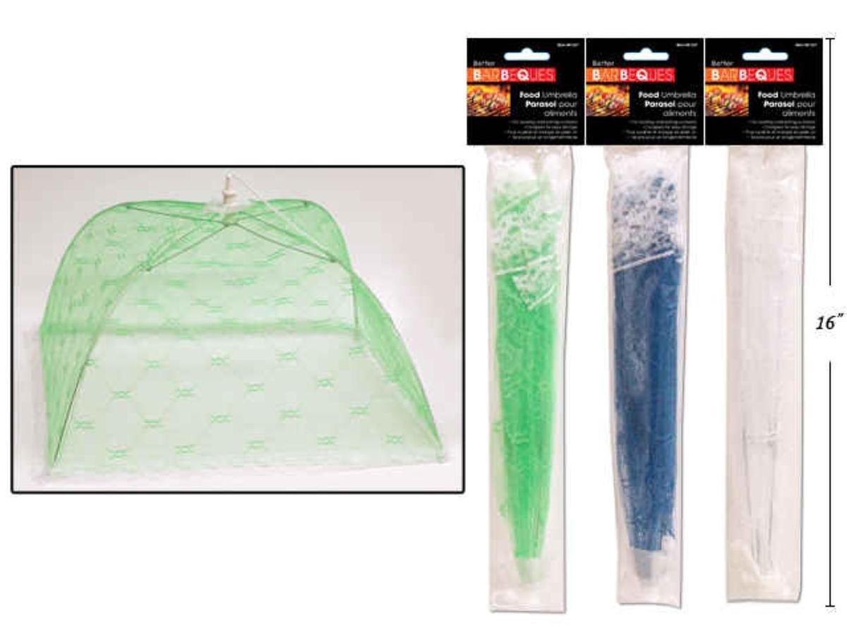 BBQ 12"x12" Food Umbrella, 3cols: Green/Blue/White, pbh