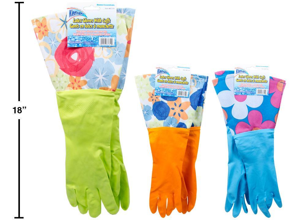 Fashion Latex Gloves with Cuff, Available in 3 Colors, Medium Size, Includes Header Card
