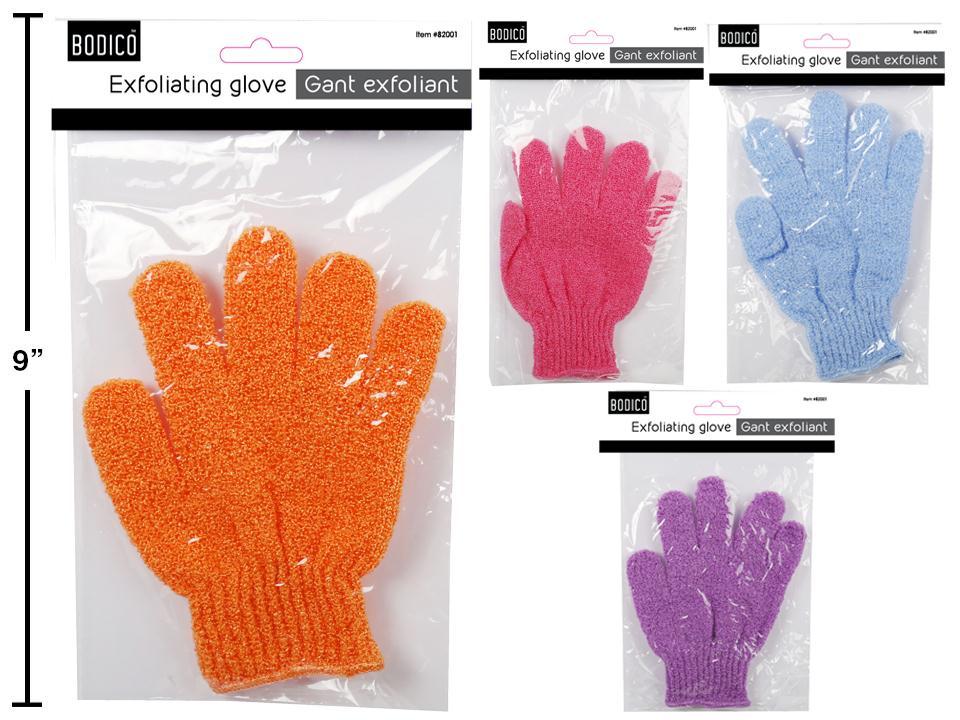 Bodico 7-Inch Exfoliating Glove in Four Colors, Packaged in OPP Bag