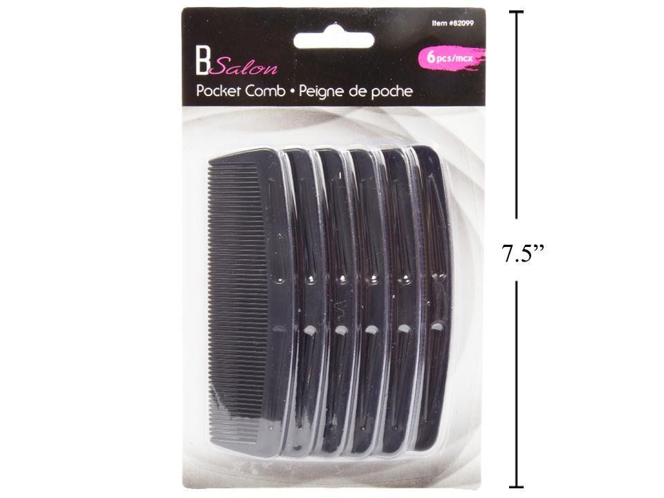 Bodico, 6-pc Pocket Comb, b/c col: all black(HZ)