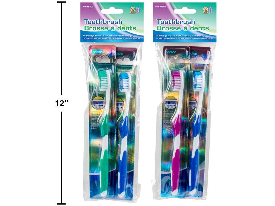 Bodico 2-pc Adult Toothbrush, pbh w/metallic insert card each(HZ)