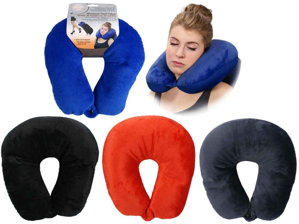 Global Travel Pillow in Blue, Red, Grey, and Black - Pack of 4 with Header