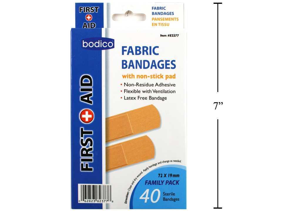 Bodico Standard Size 40-Piece Fabric Bandages in Color Box (HZ)