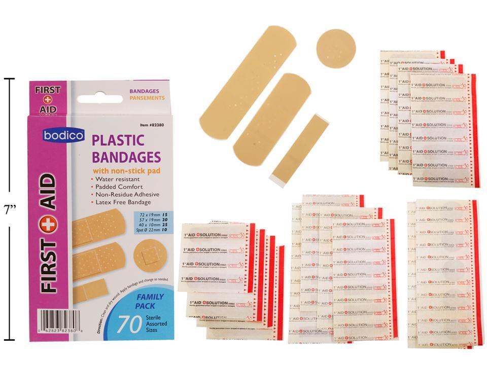 Bodico 70-pc Pvc Bandages, 4 Sizes, color box(HZ)