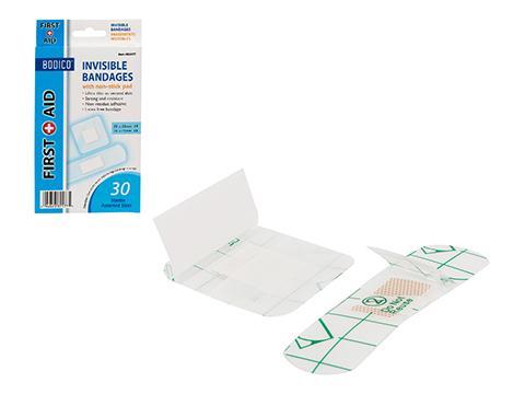 Bodico, 30-pc Invisible Bandages, Waterproof, col. box