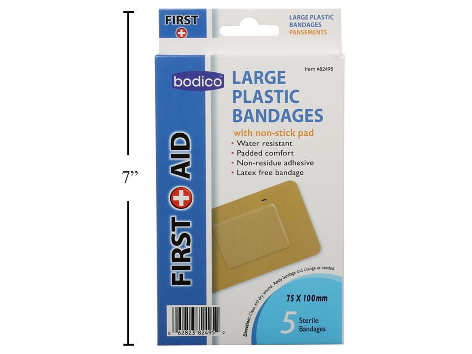 Bodico Plastic Adhesive Bandages, Pack of 5, 7.5x10cm, One Size, Col Box