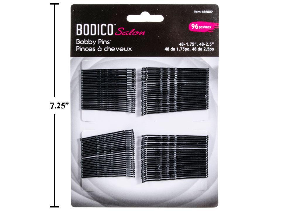 Bodico 96-Piece Black Bobby Pins, Available in 1.75" & 2.5" Sizes