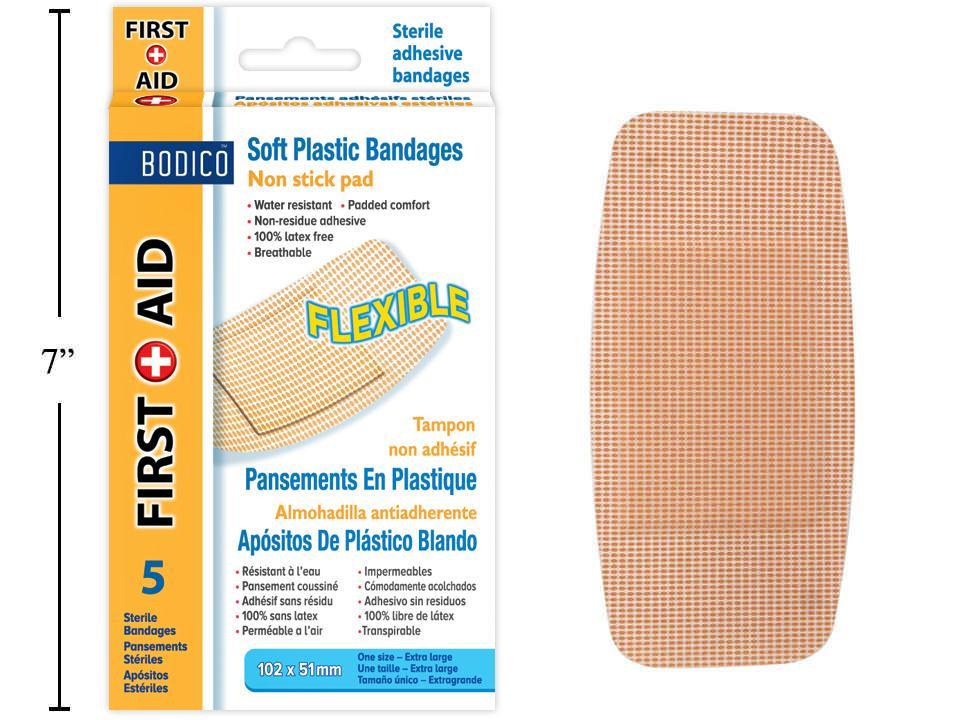 Bodico Plastic Adhesive Bandage 5-Pack, One Size, Color Box (HZ)