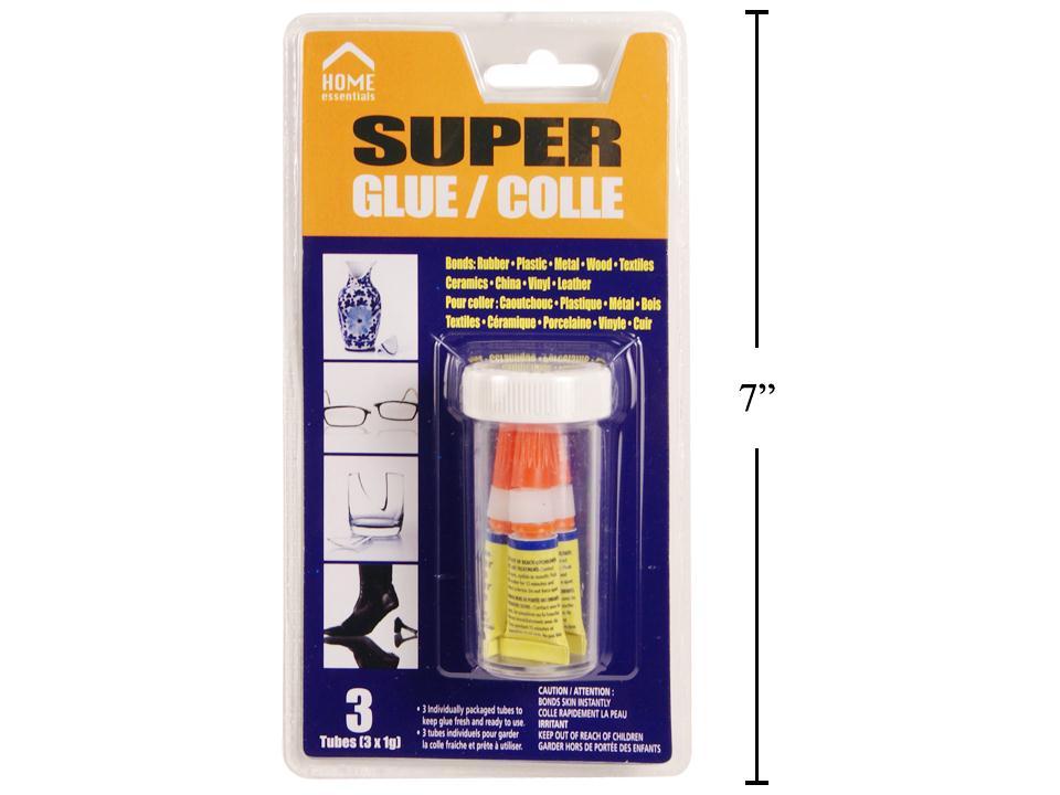 H.E. 3-pc. Super Glue w/Safety Tube , clamshell