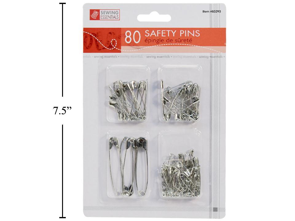 80-pc Metal Safety Pins, b/c (CS)