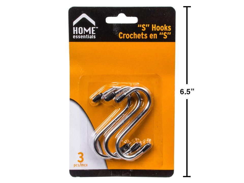 H.E.  3-pc 3" S Hook,  b/c Hold up to 6.5 lbs(CS)
