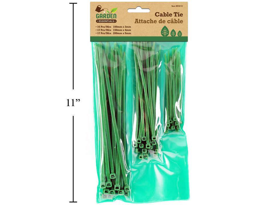 Garden E. 50pcs Green Cable Ties, pvc bag w/header