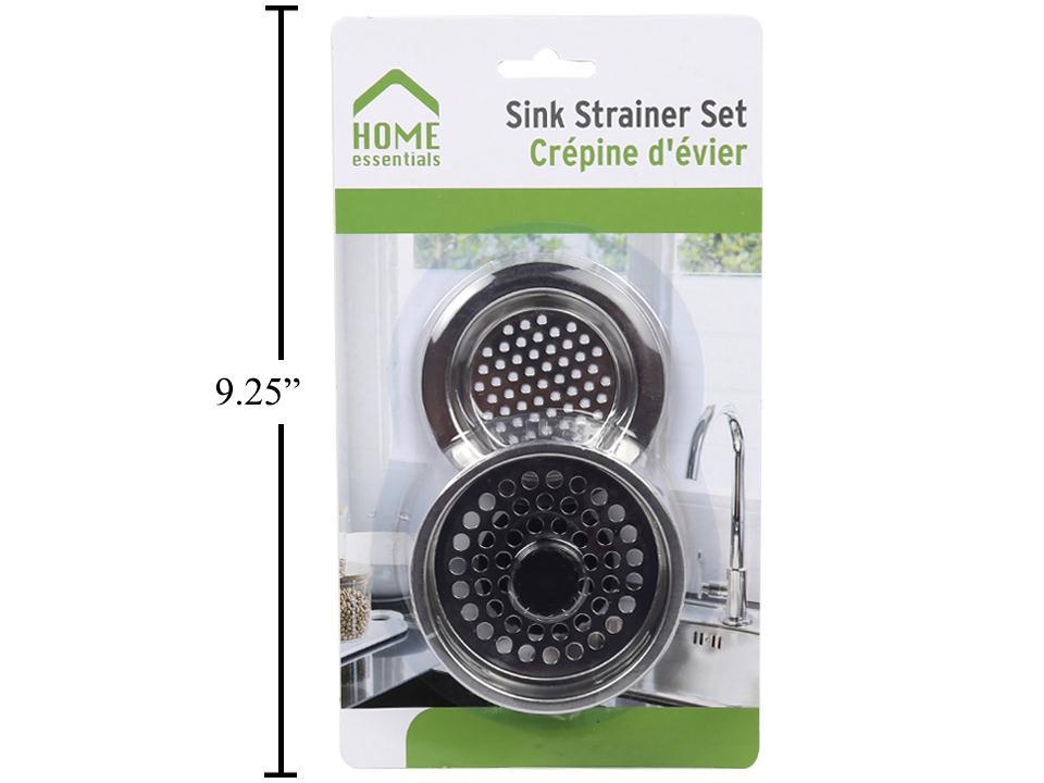 H.E. 2-Piece Sink Strainer Set, Brushed Chrome