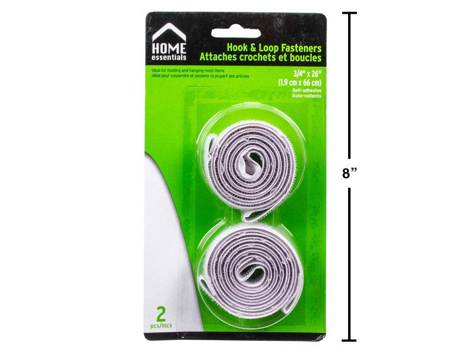 H.E., 26"L Hoop & Loop Fasteners, 2-pc, Self-adhesive, White, b/c(HZ)