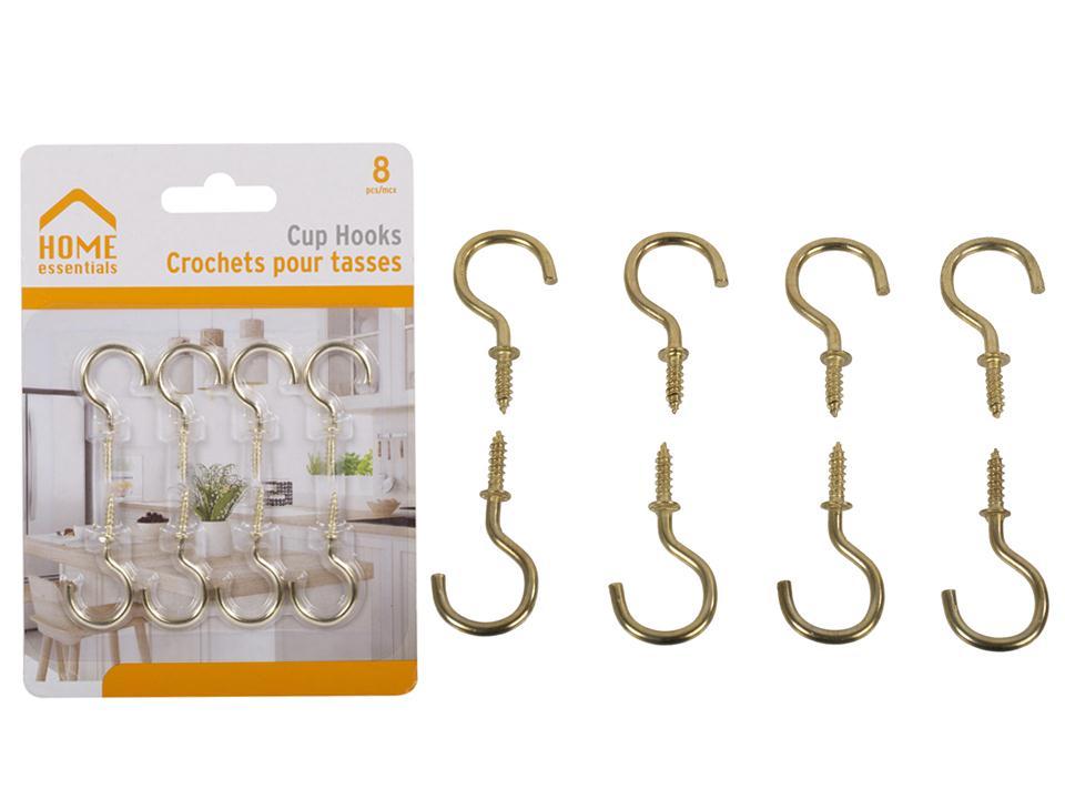 H.E. 8-Piece 1.5" Metal Cup Hooks