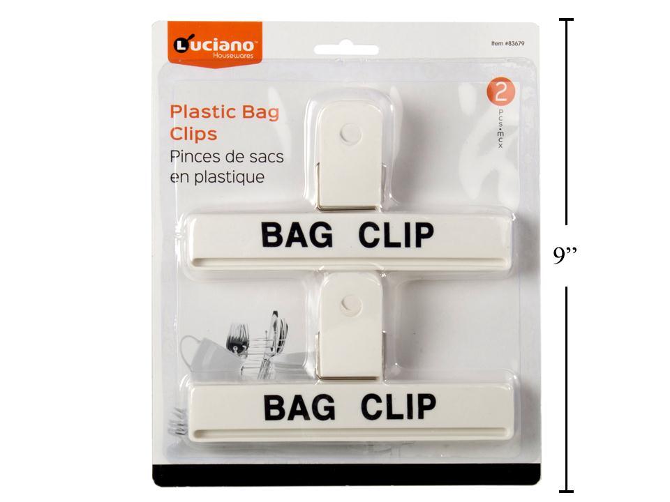 Luciano 2-Piece 6" White Plastic Bag Clips