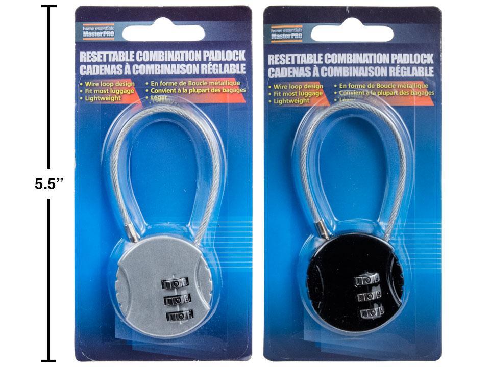 H.E. Master Pro 3.5" Resettable Combination Padlock in Two Colors, Bulk/Case