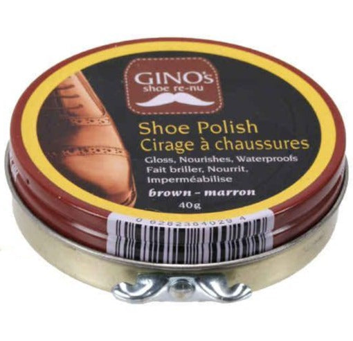 Gino's Shoe polish wax, 40g. Brown colour, 24/Display