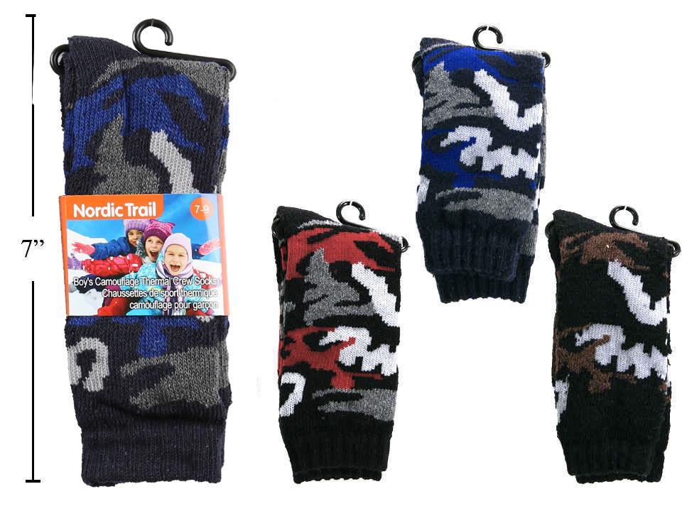 Nordic T. Boy's Camouflage Thermal Crew Socks