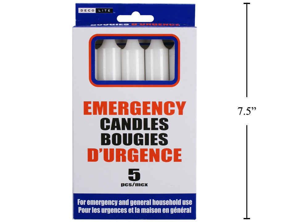 5-Piece 6.5" Emergency Candle Set in Colour Box, 5H