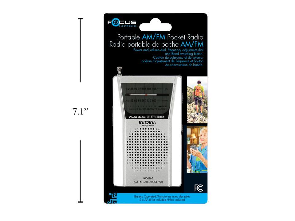 Focus E. Compact AM/FM Radio with Extendable Antenna, Battery Operated