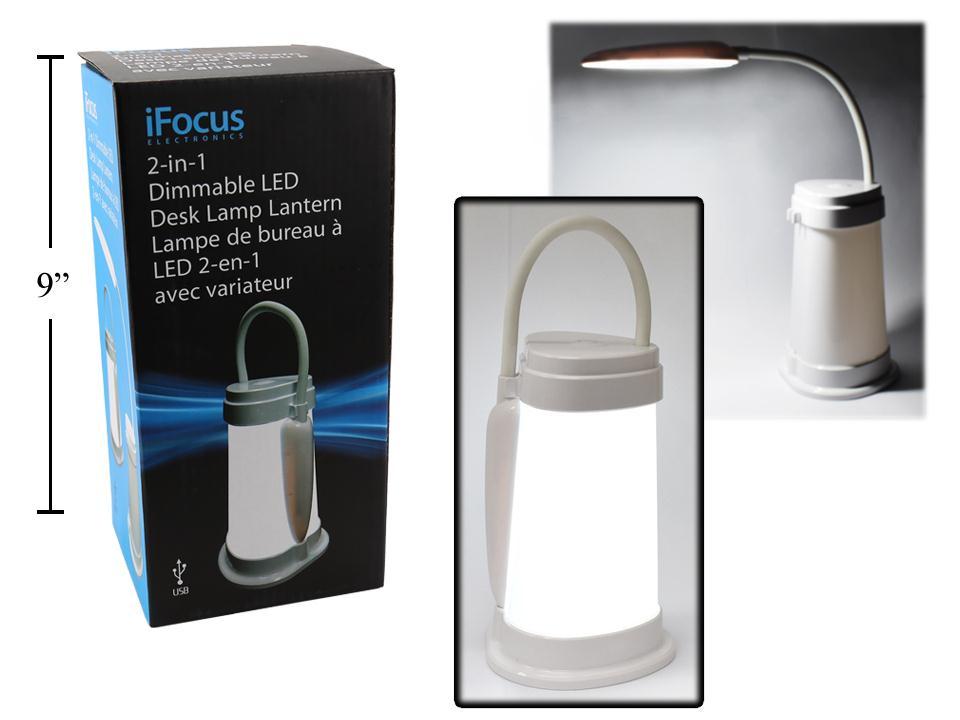 iFocus 2-in-1 Dimmable LED Desk Lamp and Lantern, USB & Battery Operated, White