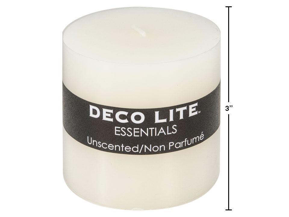 Deco Lite Essentials 3"x3" Smooth Pillar Candle, col. wrap & label