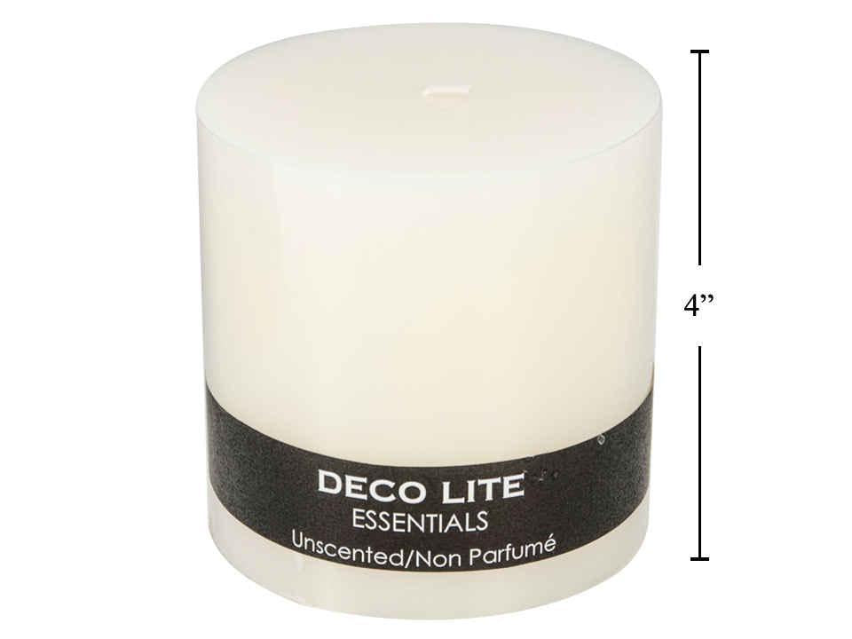 Deco Lite Essentials Smooth Pillar Candle, 4"x4", with Color Wrap and Label