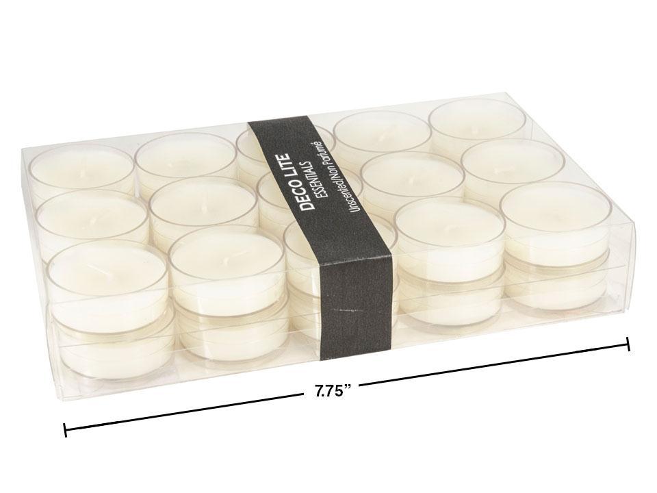 Deco Lite Essentials 30-Piece Tealight Candles in Clear Box with Label