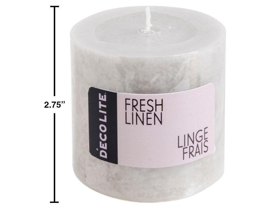 Deco Lite Sm. Pillar, Fresh Linen, 2.75x2.75" shrinked w/ col lab