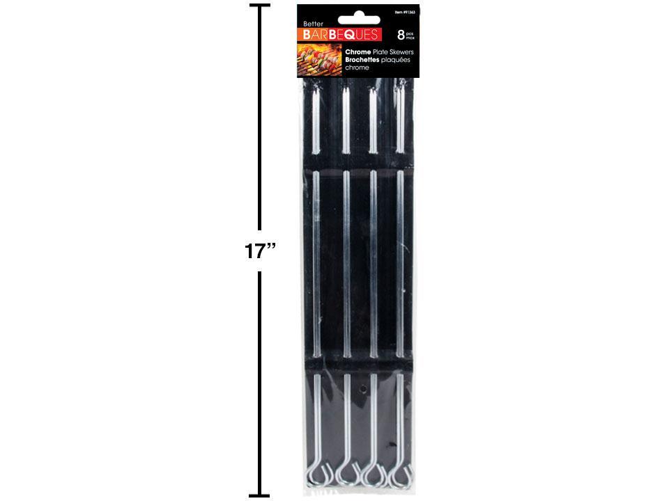 BBQ 8ct. Chrome Plated Steel Skewers, 13.5"L