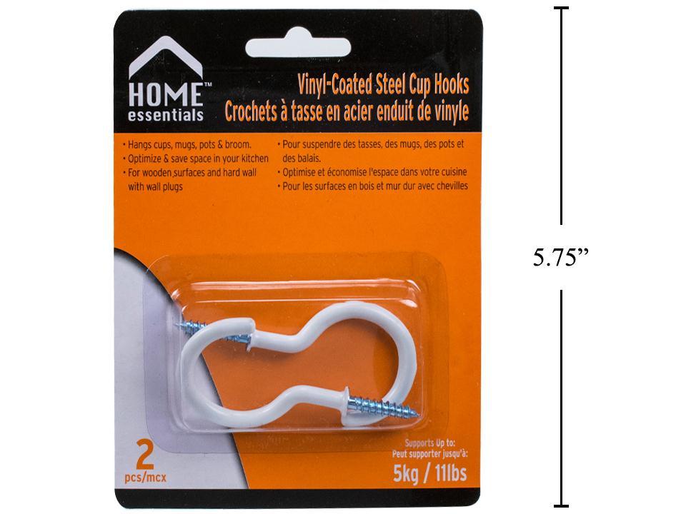 H.E. 2-Piece 2" Coated Steel Cup Hook Blister Card