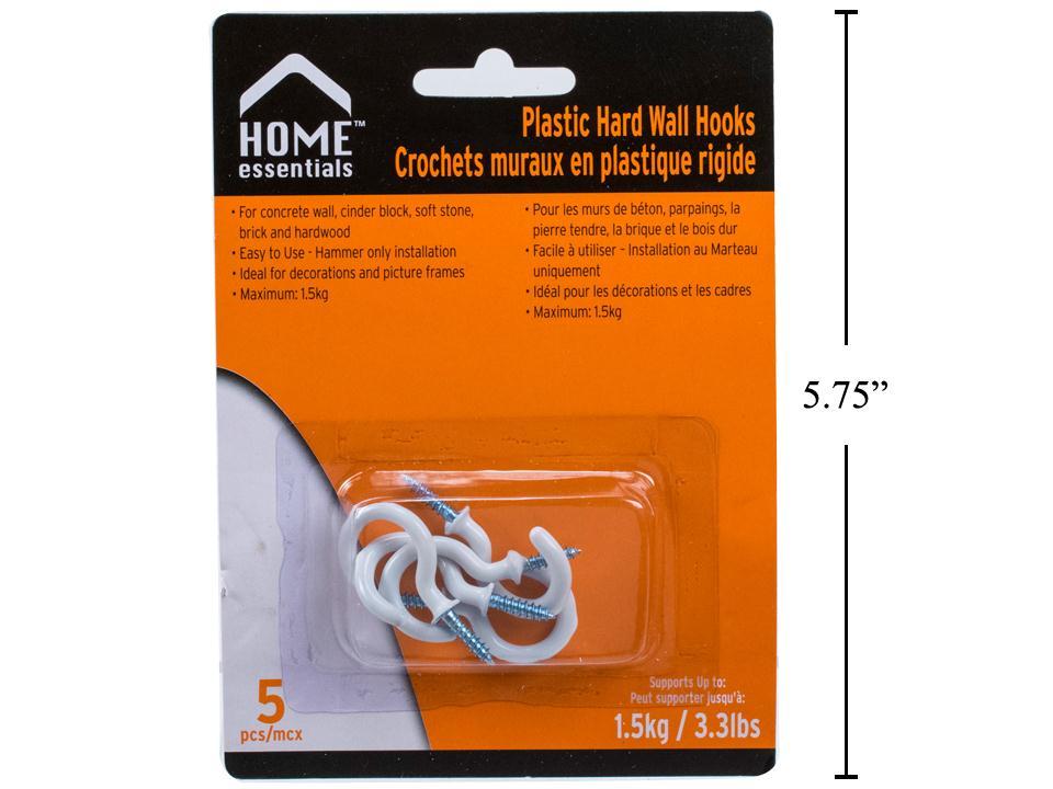 H.E. 5-Pc 1" Coated Steel Cup Hook Blister Card