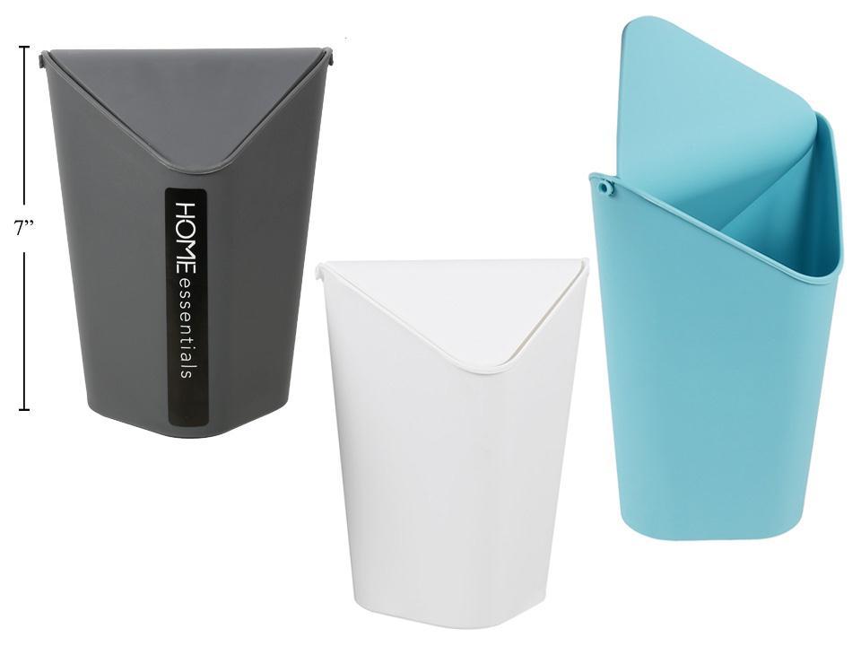 H.E. Mini Trash Bin in White, Grey, and Blue, Pack of 3 with Color Labels