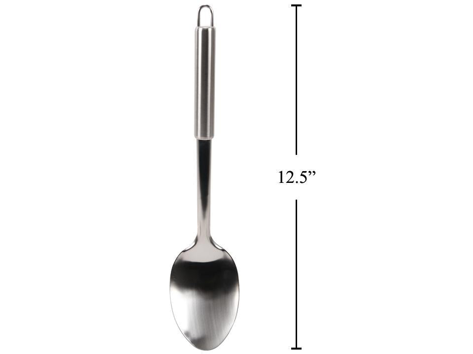Luciano Stainless Steel Solid Spoon, 12.5"L with Hangtag