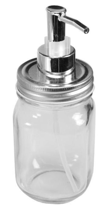 Luciano Glass Mason Jar Soap Dispenser, 7.7cm Diameter x 18.7cm