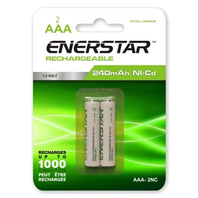 Enerstar AAA Rechargeable Ni-Cd Batteries, Pack of 2