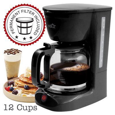 12-Cup Coffee Maker in Black