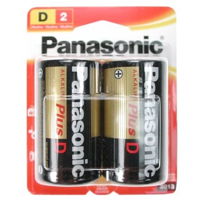 Panasonic D Alkaline Battery, Pack of 2