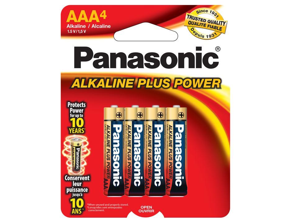 Panasonic AAA Alkaline Plus Power Batteries, Pack of 4