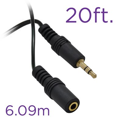 20 Ft. 3.5mm Straight Headphone Extension Cord