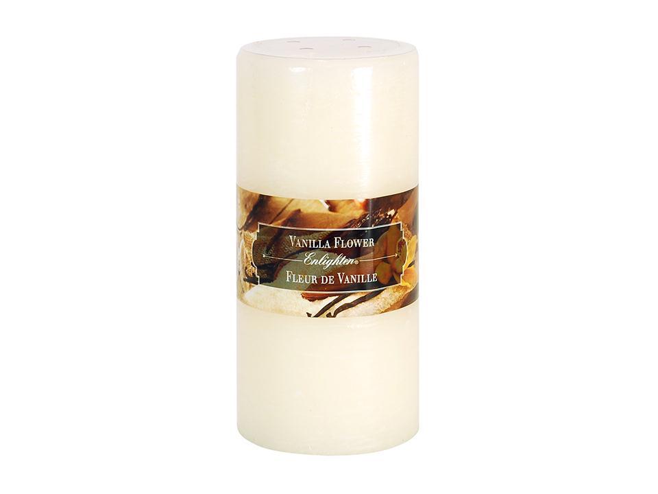 Enlighten 6-Inch Scented Vanilla Flower Pillar with 72 Hours Burn Time