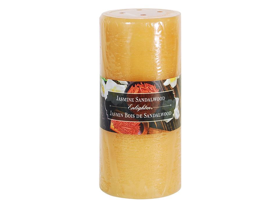 Enlighten 6-Inch Scented Pillar Candle in Jasmine Sandalwood, 72 Hours Burn Time