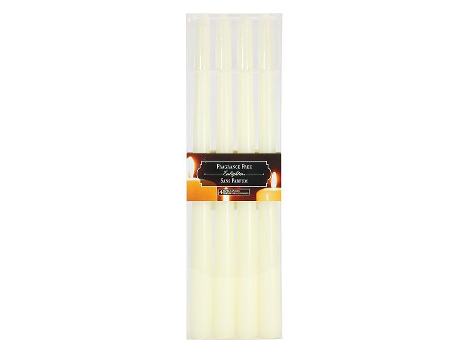 ENLIGHTEN 4PK 12in TAPER CANDLE, IVORY, UNSCENTED (AZ)