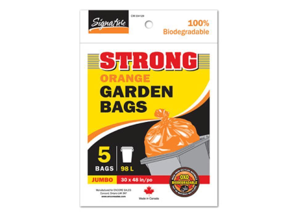 SiG.Kit 5-Piece 30x48" Durable Outdoor Orange Garbage Bags