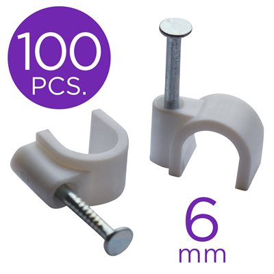 CABLE CLIPS 6MM; 100 PACK