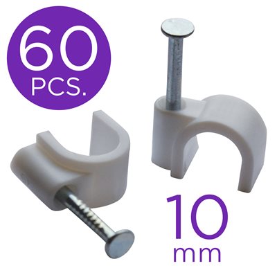 10mm Cable Clips; Pack of 60