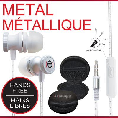 Metal Stereo Earphones with Microphone and Zippered Case