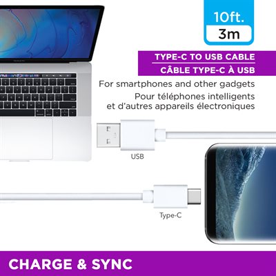10FT. TYPE-C USB 2.0 CABLE
